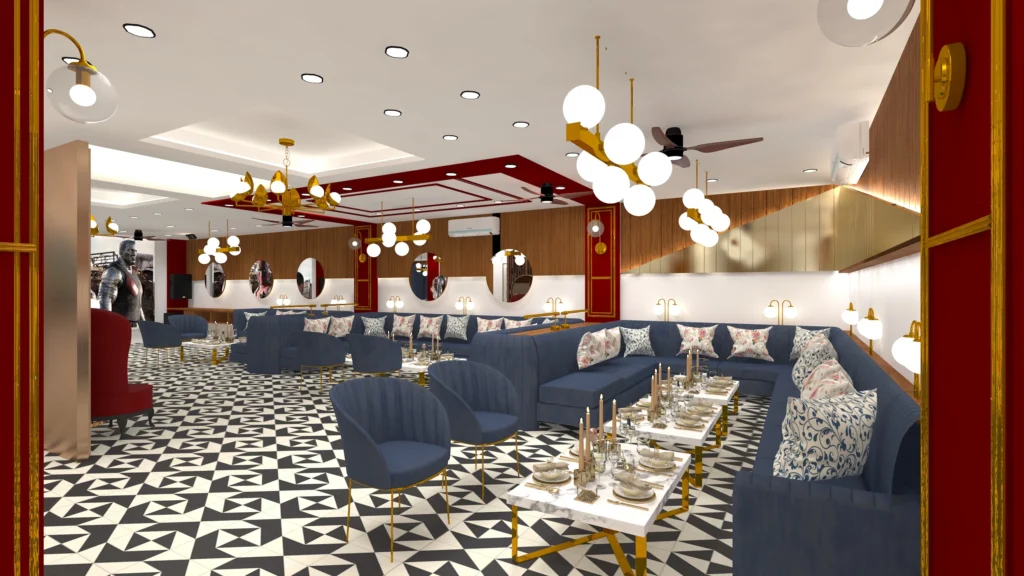Premium banquet hall interior designed by commercial architects near me and best interior designers near me, modern architecture and interior firm