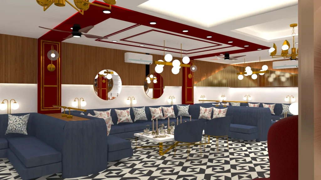 Contemporary hospitality seating designed by commercial interior designers near me and interior design companies near me, architects in Delhi NCR