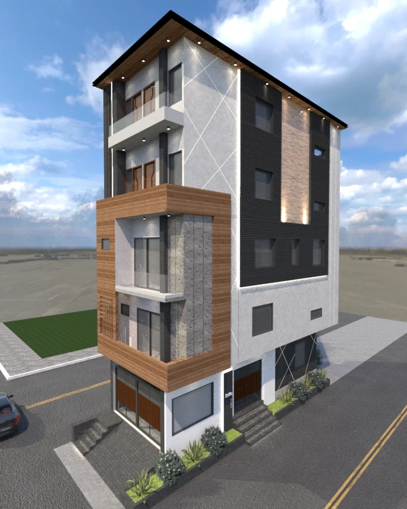 Modern residential building elevation designed by Amartya Architects – architects in rohini