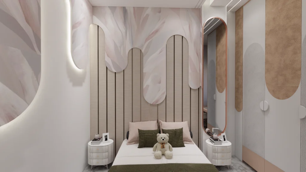 Modern bedroom interior designed by residential architects in delhi offering architecture and interior design firm and residential architectural designer services