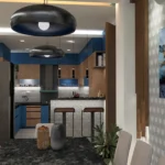 Dining room with breakfast counter designed by home interior designer near me