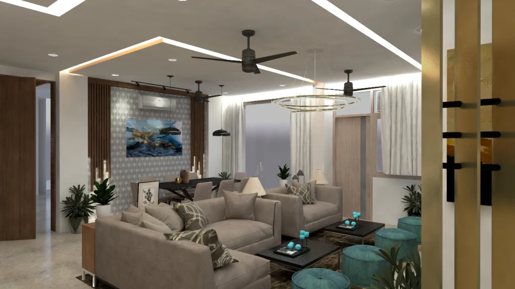 Modern living room interior design by professional interior designer near me
