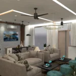Modern living room interior design by professional interior designer near me