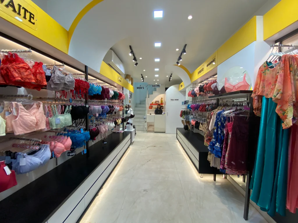 commercial shop interior design with aisle layout