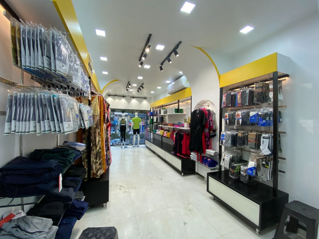 commercial showroom interior design with organized layout