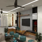 Modern living room tv wall design by home interior designer near me in delhi