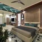 Modern master bedroom interior by residential interior designers near me in delhi