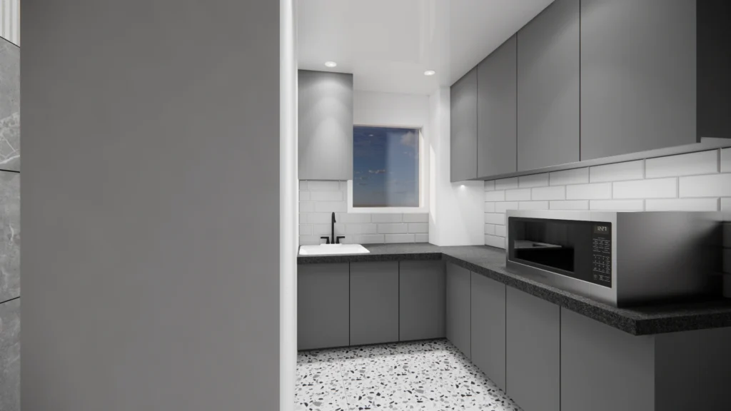 Office pantry designed as part of commercial architecture and workplace planning