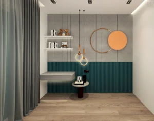 Modern bedroom interior design for Abhi Realtech residential project in Sonipat by Amartya Architects