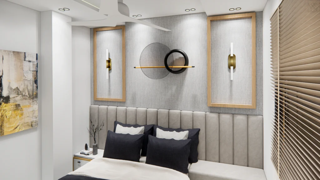 odern bedroom interior design at 159 Residence by Amartya Architects