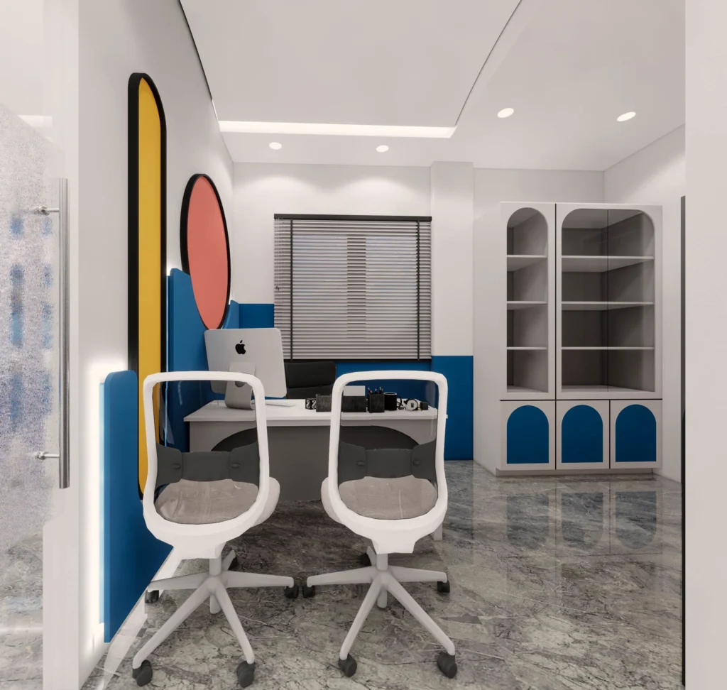 Modern office interior design by commercial interior designers near me, featuring functional workspace, custom furniture and professional office interiors.