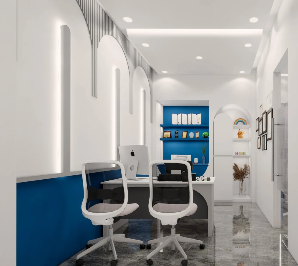 Contemporary office interior design by interior design firms near me, featuring custom storage, branded interiors and modern commercial workspace.